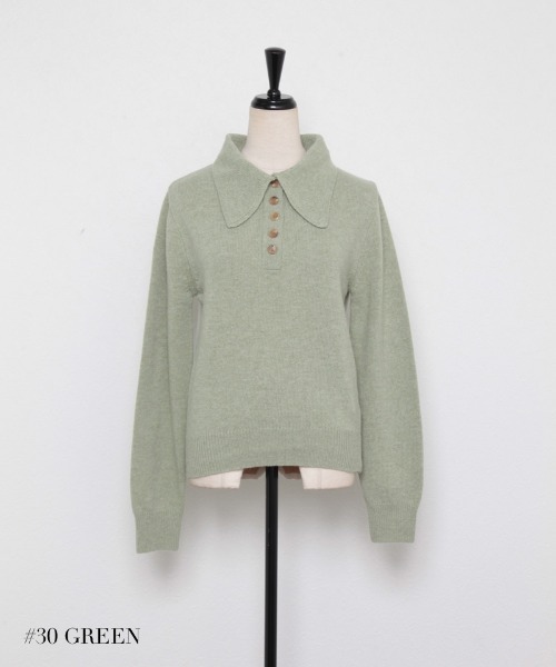 and R（アンドアール）の「ビッグカラーニットプルオーバー（ニット/セーター・レディース・ベージュ/イエロー/ブラック・FREE）」の16枚目の写真