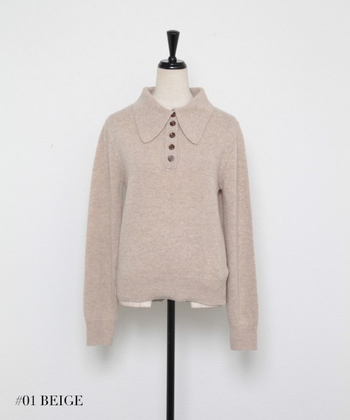 and R（アンドアール）の「ビッグカラーニットプルオーバー（ニット/セーター・レディース・ベージュ/イエロー/ブラック・FREE）」の19枚目の写真