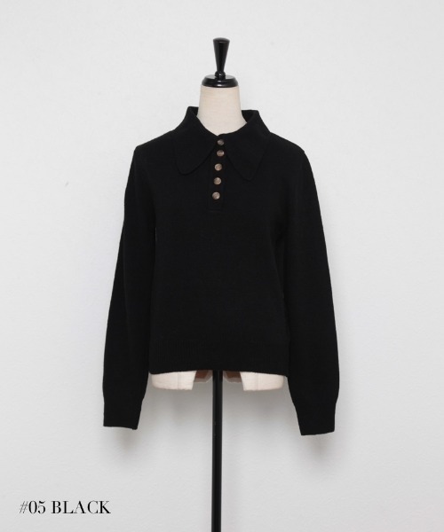 and R（アンドアール）の「ビッグカラーニットプルオーバー（ニット/セーター・レディース・ベージュ/イエロー/ブラック・FREE）」の20枚目の写真