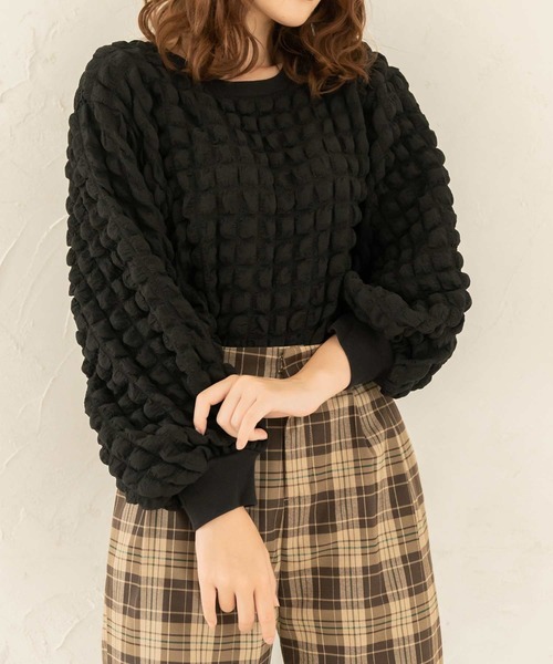 chocomee(チョコミー)の「pocopoco pullover/ポコポコプルオーバー(シャツ/ブラウス・レディース・アイボリー/ブラック・FREE)」の2枚目の写真