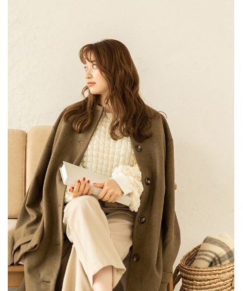chocomee(チョコミー)の「pocopoco pullover/ポコポコプルオーバー(シャツ/ブラウス・レディース・アイボリー/ブラック・FREE)」の6枚目の写真