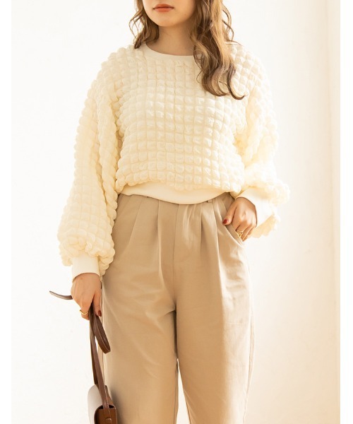 chocomee(チョコミー)の「pocopoco pullover/ポコポコプルオーバー(シャツ/ブラウス・レディース・アイボリー/ブラック・FREE)」の3枚目の写真