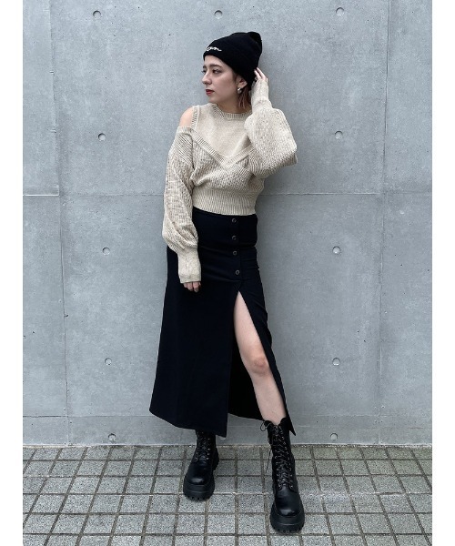 ENVYM（アンビー）の「ボタンスリットタイトＳＫ（スカート・レディース・ブラック/グレー・FREE）」の10枚目の写真