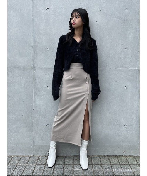 ENVYM（アンビー）の「ボタンスリットタイトＳＫ（スカート・レディース・ブラック/グレー・FREE）」の7枚目の写真