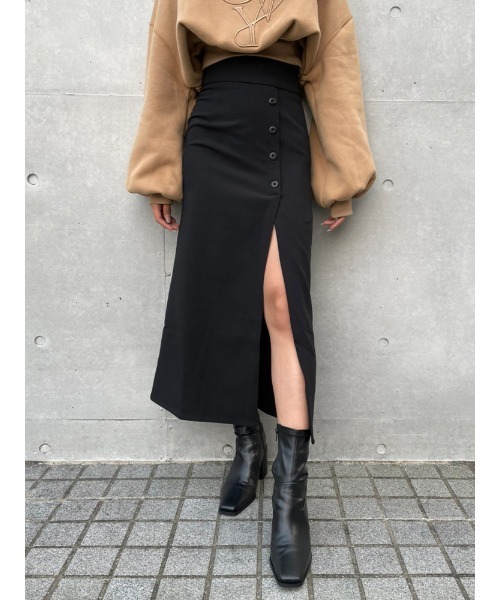 ENVYM（アンビー）の「ボタンスリットタイトＳＫ（スカート・レディース・ブラック/グレー・FREE）」の12枚目の写真