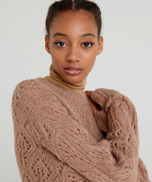 BENETTON (UNITED COLORS OF BENETTON)（ベネトンユナイテッドカラーズオブベネトン）の「レース編みクルーネックニット・セーター（ニット/セーター・レディース・イエロー/ブラウン/グリーン・MEDIUM/SMALL/X-SMALL/LARGE）」の8枚目の写真