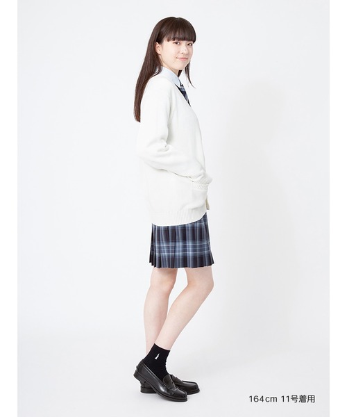 EASTBOY(イーストボーイ)の「カーディガン 綿 7G スクール ニット 中学生 高校生(カーディガン/ボレロ・キッズ・ベージュ/オフホワイト/ネイビー/ライトグレー/ブラック・7号/9号/11号/13号)」の10枚目の写真