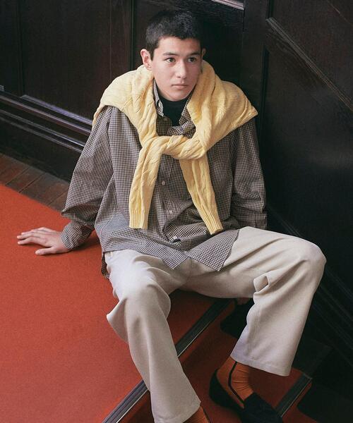 green label relaxing(グリーンレーベルリラクシング)の「FINE BASIC コットン シルク ビッグ ボタンダウン チェック シャツ(シャツ/ブラウス・メンズ・ホワイト/グレー/ベージュ・XL/XXL/S/L/M)」の1枚目の写真