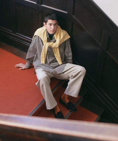 green label relaxing(グリーンレーベルリラクシング)の「FINE BASIC コットン シルク ビッグ ボタンダウン チェック シャツ(シャツ/ブラウス・メンズ・ホワイト/グレー/ベージュ・XL/XXL/S/L/M)」の5枚目の写真