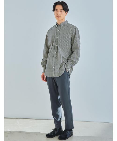 green label relaxing(グリーンレーベルリラクシング)の「FINE BASIC コットン シルク ビッグ ボタンダウン チェック シャツ(シャツ/ブラウス・メンズ・ホワイト/グレー/ベージュ・XL/XXL/S/L/M)」の7枚目の写真
