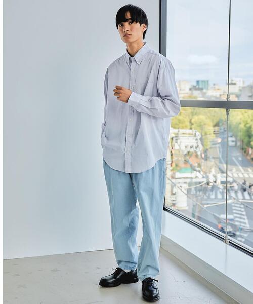 green label relaxing(グリーンレーベルリラクシング)の「FINE BASIC コットン シルク ビッグ ボタンダウン チェック シャツ(シャツ/ブラウス・メンズ・ホワイト/グレー/ベージュ・XL/XXL/S/L/M)」の8枚目の写真