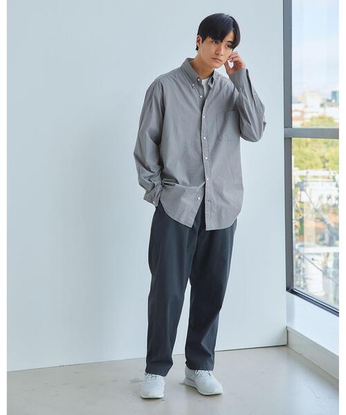 green label relaxing(グリーンレーベルリラクシング)の「FINE BASIC コットン シルク ビッグ ボタンダウン チェック シャツ(シャツ/ブラウス・メンズ・ホワイト/グレー/ベージュ・XL/XXL/S/L/M)」の9枚目の写真