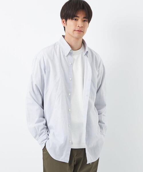 green label relaxing(グリーンレーベルリラクシング)の「FINE BASIC コットン シルク ビッグ ボタンダウン チェック シャツ(シャツ/ブラウス・メンズ・ホワイト/グレー/ベージュ・XL/XXL/S/L/M)」の10枚目の写真