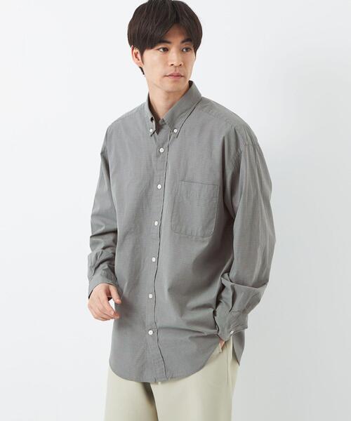 green label relaxing(グリーンレーベルリラクシング)の「FINE BASIC コットン シルク ビッグ ボタンダウン チェック シャツ(シャツ/ブラウス・メンズ・ホワイト/グレー/ベージュ・XL/XXL/S/L/M)」の11枚目の写真