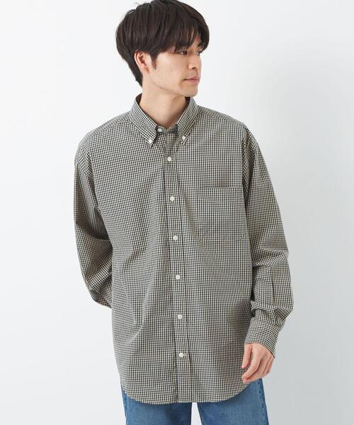 green label relaxing(グリーンレーベルリラクシング)の「FINE BASIC コットン シルク ビッグ ボタンダウン チェック シャツ(シャツ/ブラウス・メンズ・ホワイト/グレー/ベージュ・XL/XXL/S/L/M)」の12枚目の写真