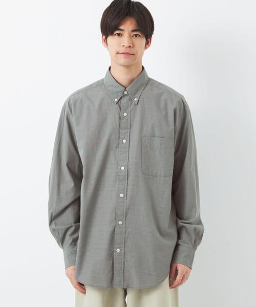 green label relaxing(グリーンレーベルリラクシング)の「FINE BASIC コットン シルク ビッグ ボタンダウン チェック シャツ(シャツ/ブラウス・メンズ・ホワイト/グレー/ベージュ・XL/XXL/S/L/M)」の13枚目の写真