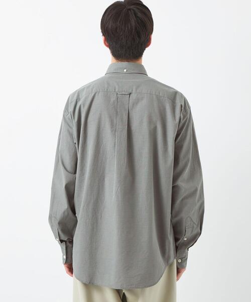 green label relaxing(グリーンレーベルリラクシング)の「FINE BASIC コットン シルク ビッグ ボタンダウン チェック シャツ(シャツ/ブラウス・メンズ・ホワイト/グレー/ベージュ・XL/XXL/S/L/M)」の4枚目の写真