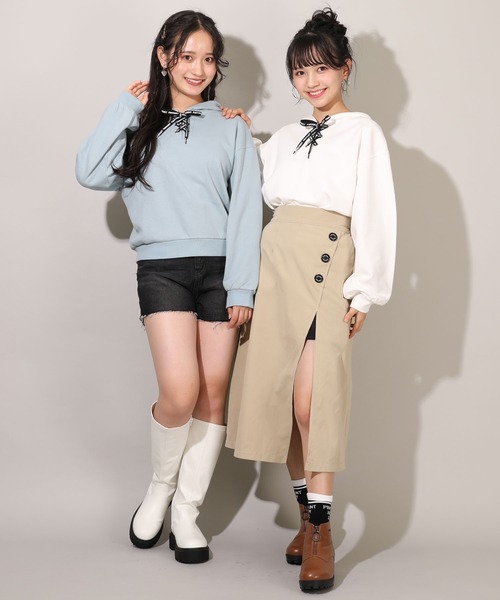 PINKHUNT(ピンクハント)の「PINKHUNT くま耳フードパーカー 7798K(パーカー・キッズ・ホワイト/ベージュ/スカイブルー系1・140cm/160cm/150cm/130cm)」の6枚目の写真