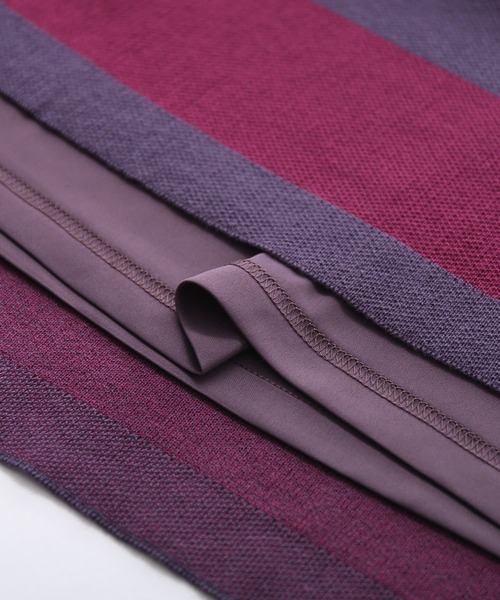 osharewalker（オシャレウォーカー）の「【廃盤】『マルチボーダー柄ニットスカート』（スカート・レディース・杢グレー/パープル・2/1）」の16枚目の写真