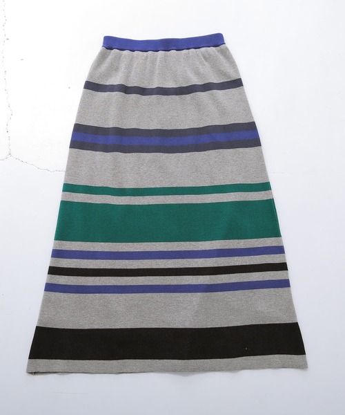 osharewalker（オシャレウォーカー）の「【廃盤】『マルチボーダー柄ニットスカート』（スカート・レディース・杢グレー/パープル・2/1）」の19枚目の写真
