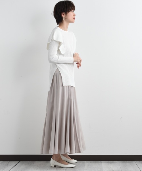 anana（アナナ）の「【anana】ギャラクシーリブショルダーフリルトップス（Tシャツ/カットソー・レディース・ホワイト/ネイビー・FREE）」の6枚目の写真