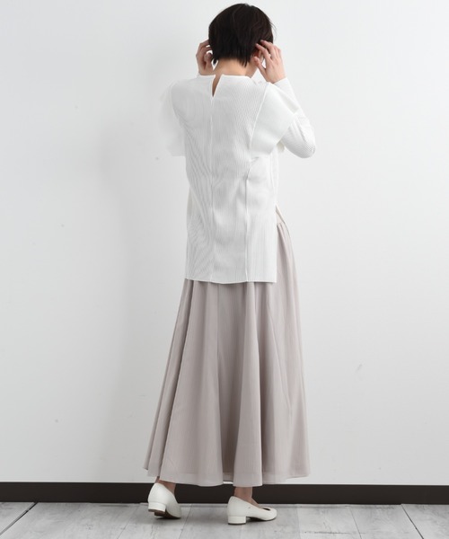 anana（アナナ）の「【anana】ギャラクシーリブショルダーフリルトップス（Tシャツ/カットソー・レディース・ホワイト/ネイビー・FREE）」の7枚目の写真