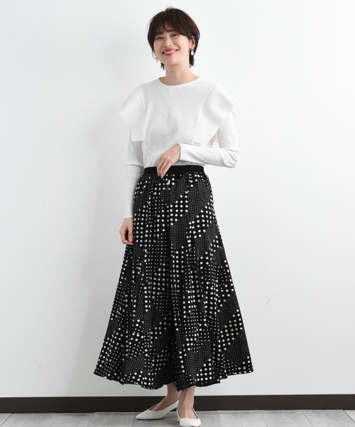 anana（アナナ）の「【anana】ギャラクシーリブショルダーフリルトップス（Tシャツ/カットソー・レディース・ホワイト/ネイビー・FREE）」の15枚目の写真