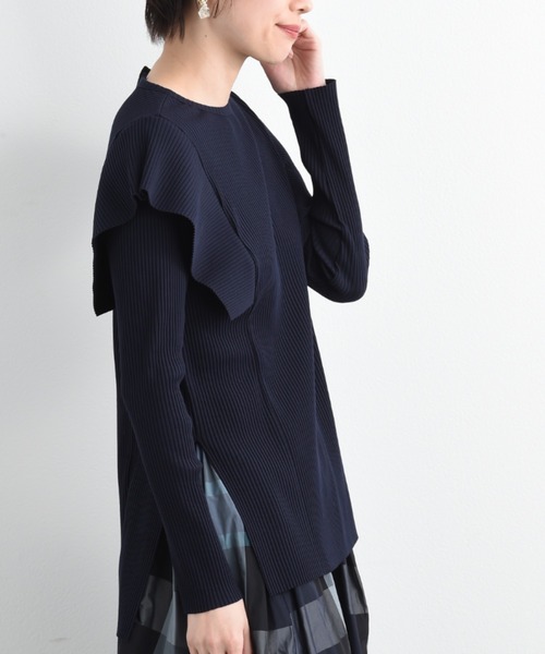 anana（アナナ）の「【anana】ギャラクシーリブショルダーフリルトップス（Tシャツ/カットソー・レディース・ホワイト/ネイビー・FREE）」の17枚目の写真