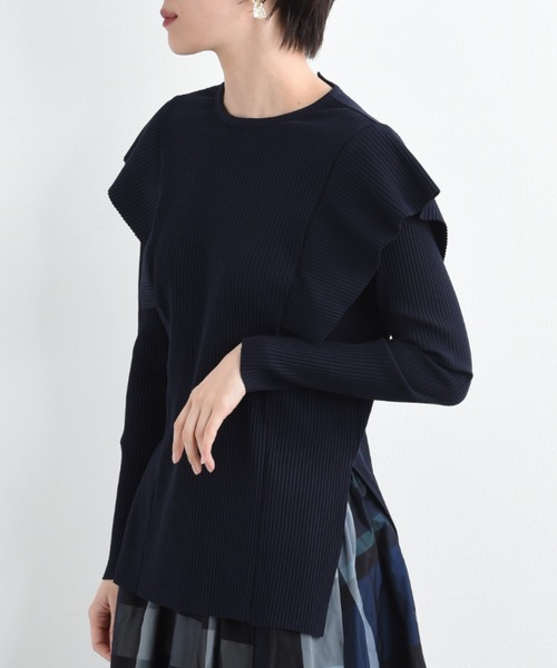 anana（アナナ）の「【anana】ギャラクシーリブショルダーフリルトップス（Tシャツ/カットソー・レディース・ホワイト/ネイビー・FREE）」の20枚目の写真