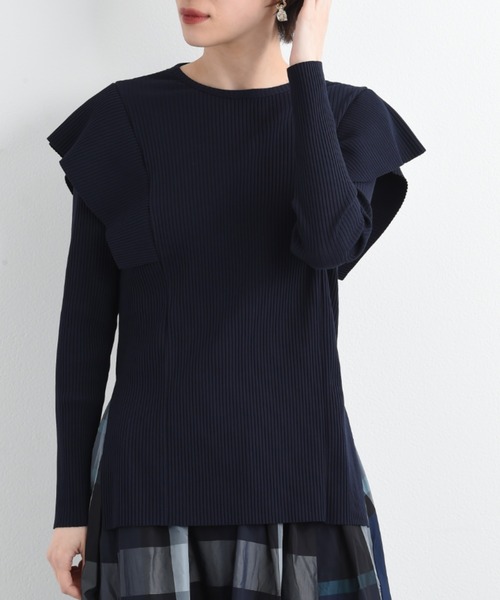 anana（アナナ）の「【anana】ギャラクシーリブショルダーフリルトップス（Tシャツ/カットソー・レディース・ホワイト/ネイビー・FREE）」の21枚目の写真