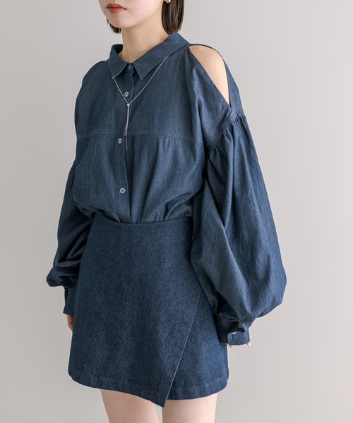 mystic(ミスティック)の「【リバイバルアイテム!】肩開きデニムシャツ(シャツ/ブラウス・レディース・ネイビー/ブルー・FREE)」の21枚目の写真