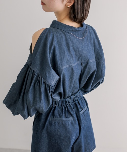 mystic(ミスティック)の「【リバイバルアイテム!】肩開きデニムシャツ(シャツ/ブラウス・レディース・ネイビー/ブルー・FREE)」の12枚目の写真