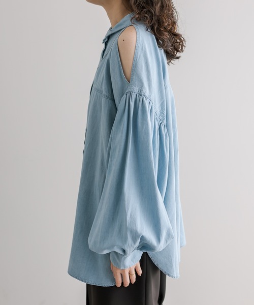 mystic(ミスティック)の「【リバイバルアイテム!】肩開きデニムシャツ(シャツ/ブラウス・レディース・ネイビー/ブルー・FREE)」の11枚目の写真