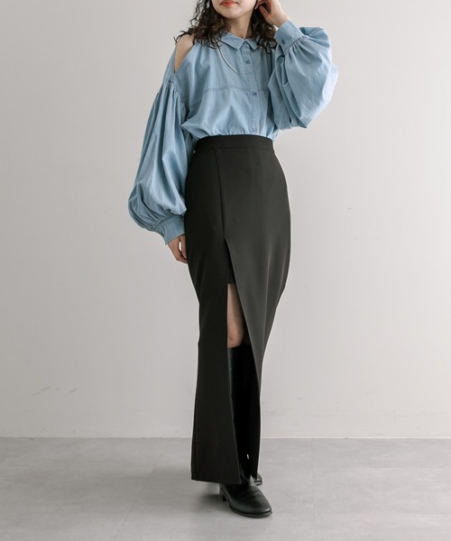 mystic(ミスティック)の「【リバイバルアイテム!】肩開きデニムシャツ(シャツ/ブラウス・レディース・ネイビー/ブルー・FREE)」の7枚目の写真