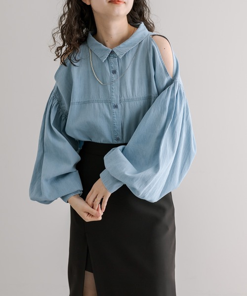 mystic(ミスティック)の「【リバイバルアイテム!】肩開きデニムシャツ(シャツ/ブラウス・レディース・ネイビー/ブルー・FREE)」の13枚目の写真