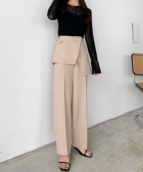 callautia(カラウティア)の「2wayラップスラックスパンツ(スラックス・レディース・ライトベージュ/ブラック/ブラウン・SMALL/MEDIUM/LARGE/X-LARGE)」の4枚目の写真