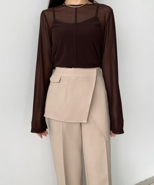 callautia(カラウティア)の「2wayラップスラックスパンツ(スラックス・レディース・ライトベージュ/ブラック/ブラウン・SMALL/MEDIUM/LARGE/X-LARGE)」の5枚目の写真