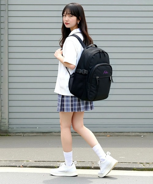 FILA（フィラ）の「FILA/フィラ 大容量リュックサック PC収納可能 A4 デイーバッグ スクールリュック バッグパック 30L 筆記体刺繍（バックパック/リュック・レディース・ブラック/ブラック×ピンク/ブラック×パープル・FREE）」の16枚目の写真