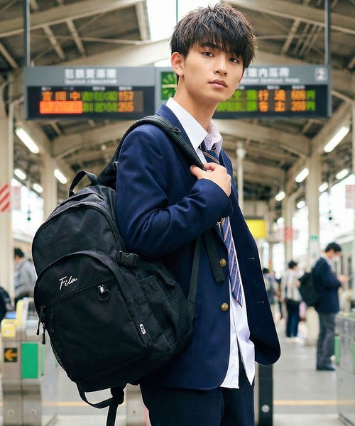 FILA（フィラ）の「FILA/フィラ 大容量リュックサック 30L PC収納可能 スクールリュック バッグパック YKKファスナー 筆記体刺繍ロゴ（バックパック/リュック・レディース・ブラック/ブラック×ピンク/ブラック×パープル・FREE）」の21枚目の写真