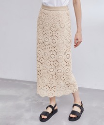 ROPE' | カットワークフラワーレースタイトスカート/セットアップ対応(スカート)