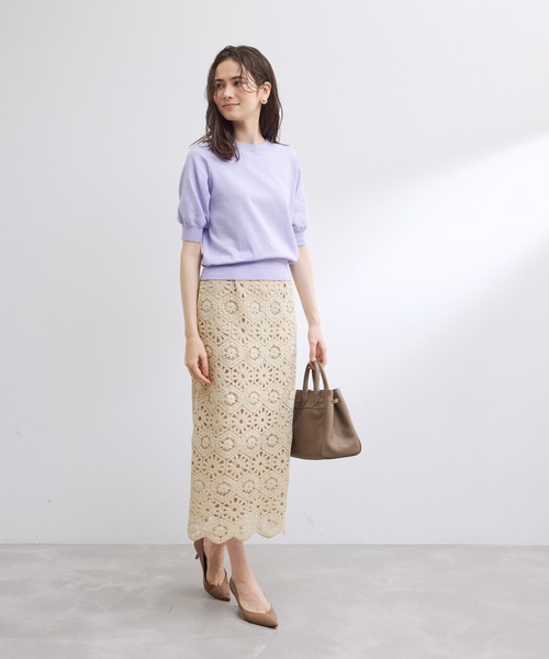 ROPE'（ロペ）の「カットワークフラワーレースタイトスカート/セットアップ対応（スカート・レディース・ブラック/キナリ・38）」の10枚目の写真