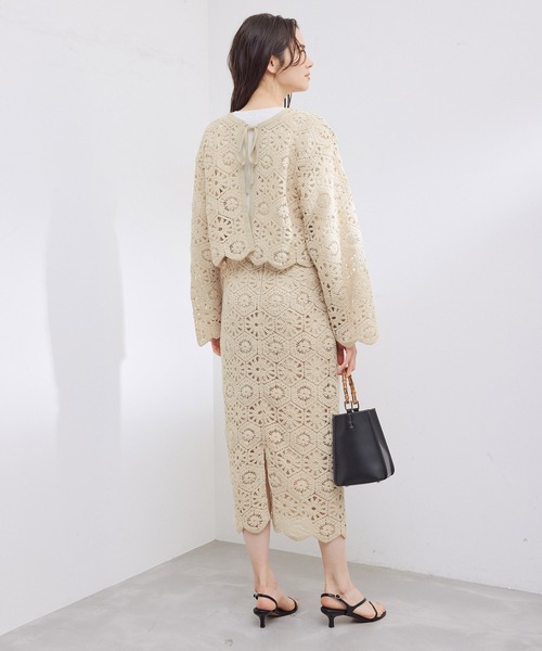 ROPE'（ロペ）の「カットワークフラワーレースタイトスカート/セットアップ対応（スカート・レディース・ブラック/キナリ・38）」の13枚目の写真