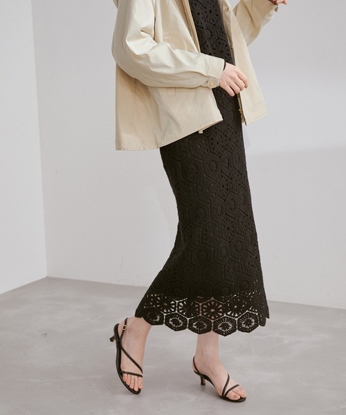 ROPE'（ロペ）の「カットワークフラワーレースタイトスカート/セットアップ対応（スカート・レディース・ブラック/キナリ・38）」の15枚目の写真