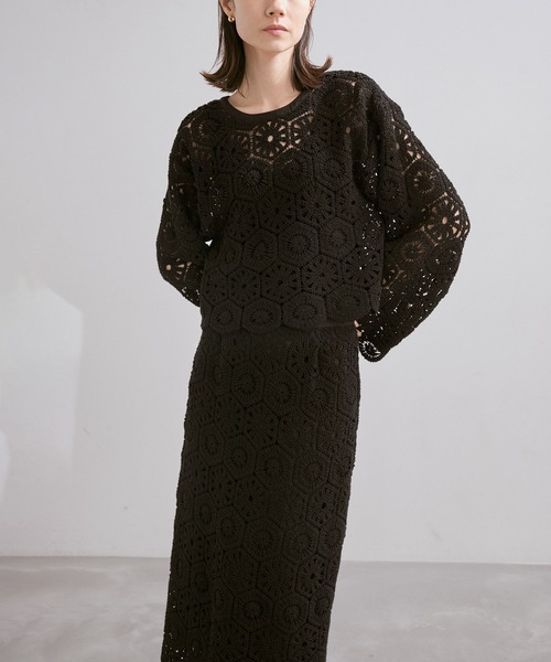 ROPE'（ロペ）の「カットワークフラワーレースタイトスカート/セットアップ対応（スカート・レディース・ブラック/キナリ・38）」の16枚目の写真