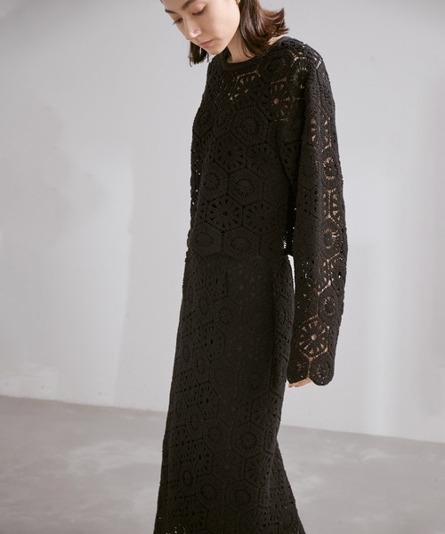 ROPE'（ロペ）の「カットワークフラワーレースタイトスカート/セットアップ対応（スカート・レディース・ブラック/キナリ・38）」の17枚目の写真