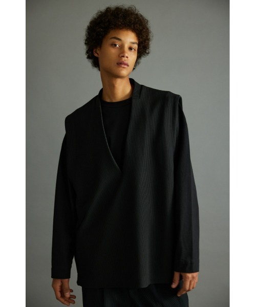 STYLEMIXER(スタイルミキサー)の「プリーツサイドボタンベスト(ベスト・メンズ・グレー/ブラック・FREE)」の4枚目の写真