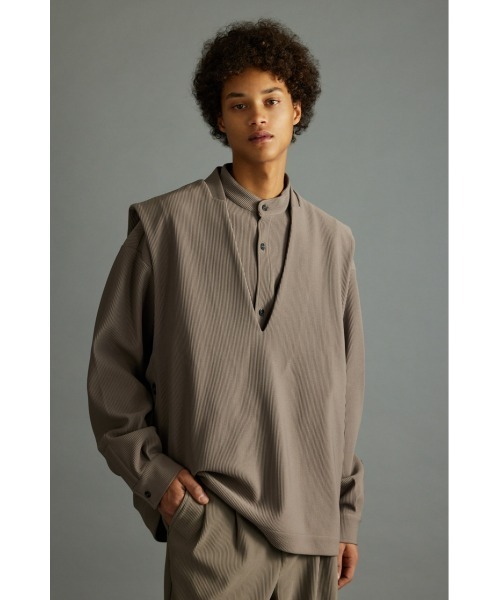 STYLEMIXER(スタイルミキサー)の「プリーツサイドボタンベスト(ベスト・メンズ・グレー/ブラック・FREE)」の14枚目の写真