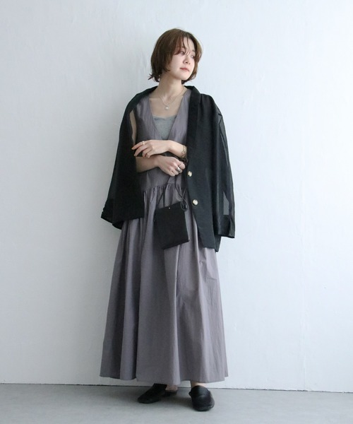 notch.（ノッチ）の「［高身長さんサイズ有］Vネックノースリーブマキシワンピース（ワンピース・レディース・ブラック/グレー・M/TM）」の8枚目の写真