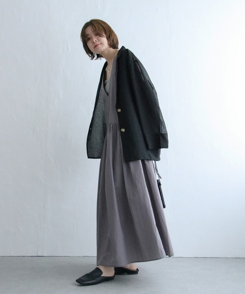 notch.（ノッチ）の「［高身長さんサイズ有］Vネックノースリーブマキシワンピース（ワンピース・レディース・ブラック/グレー・M/TM）」の9枚目の写真