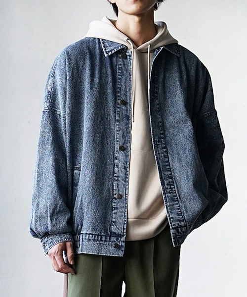 MinoriTY（マイノリティ）の「デニムバルーンジャケット 秋服 （デニムジャケット・メンズ・グレー/サックスブルー・M/L）」の2枚目の写真